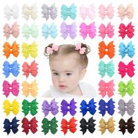 40pcslot 2.2 Inch Solid Hair Bows Boutique Hair Clip For Kids Girls Grosgrain Ribbon Barrettes Headwear Hair Accessories