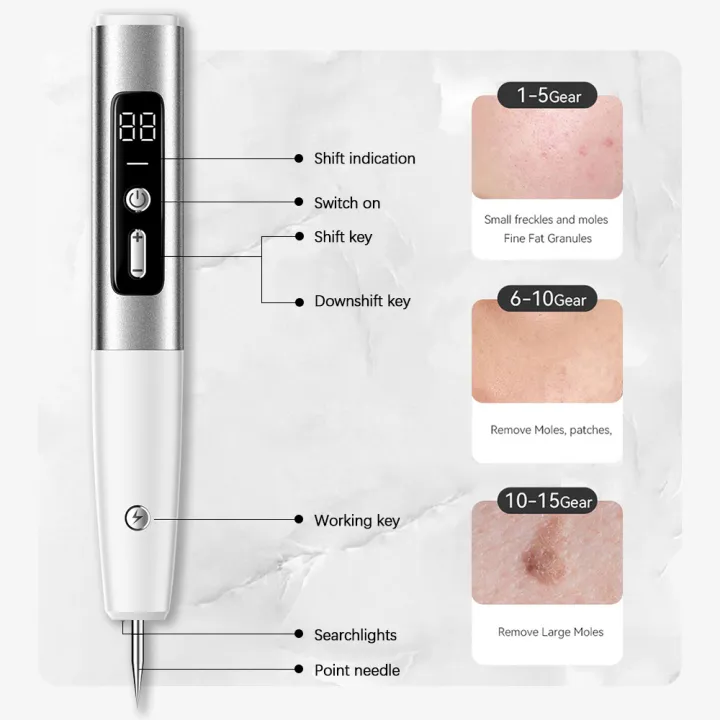 9 Level Plasma Mole Pen Rechargeable LED Light Dark Spot Freckle Wart
