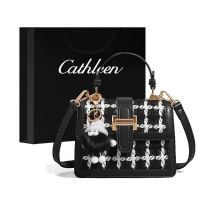 【Hot Sale】 Kathleen style black and white plaid bag women 2023 new all-match square one shoulder portable Messenger