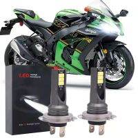 สำหรับ Kawasaki Ninja 1000 650 300 2011-2015 ZX10R ZX6R 2003 2004-2016 2Pc 6000K สีขาวไฟหน้ารถมอเตอร์ไซค์แบบ LED หลอดไฟสำหรับเปลี่ยนฮาโลเจน