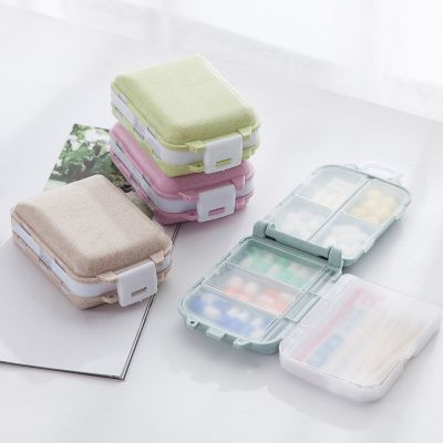 Pretty Pill Box Mini 8 Grids Medicine Tablet Week Pill Container Organizer Health Care Drug Travel Divider Portable Blue Tool Medicine  First Aid Stor