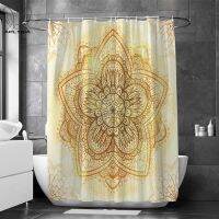3D R Oriental Ethnic Pattern Shower Curtain Religion Church Temple Feather Bead Chain Flowers Waterproof Bathroom with Hooks
