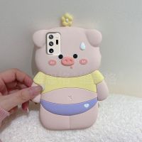 【Ready】? Suitable for Samsung note20ultra mobile phone case note10 cartoon cute pig piggy girl heart silicone 5g