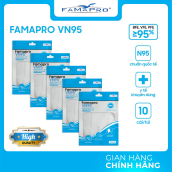 COMBO 5 TÚI - VN95 LOẠI 5 LỚP - Khẩu trang y tế 5 lớp Famapro VN95 N95 10