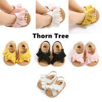 รองเท้าแตะฤดูร้อนเด็กผู้หญิงน่ารัก Ruffle Flats กันลื่น Soft Sole Infant First Walkers