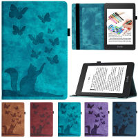 เคส7th 10th 5th สำหรับกระดาษขาวของ Amazon Kindle 1 2 3 4 5หนัง PU ลายแมวผีเสื้ออัจฉริยะ2012 2013 2015 2018 2021 6.8 "6" เคสพับฝาเป็นฐาน