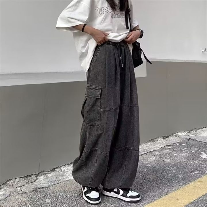 ฮาราจูกุผู้ชายเย็บกางเกงยีนส์2023แฟชั่นใหม่กระเป๋าใหญ่-y2k-ฮิปฮอปกางเกงถุงชาย-streetwear-o-versize-กางเกงยีนส์