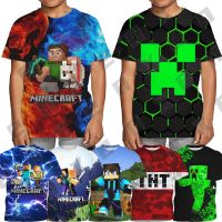 *ENX* Minecraft Kids Game Print T-Shirt Fashion Summer Short Sleeve Boys Shirts 3-13 Years Old Baby Tops Kids Clothing