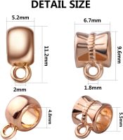 100pcs Gold Plated Bail Tube Beads Alloy Spacer Bead Charm Connector with Loop for DIY Bracelet Necklace Jewelry Making,2 Styles