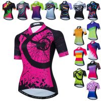 HOT★Weimostar ผู้หญิงขี่จักรยานสีชมพูเสื้อฤดูร้อนแขนสั้นเสื้อจักรยาน Breathable Mountain Bike Jersey Anti-เหงื่อ Cycle สวมใส่