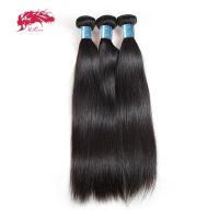 Ali Queen Hair Peruvian Straight Raw Virgin Human Hair Bundles 8"-28" Natural Color 3/4pcs Double Drawn Human Hair Extensions Wig  Hair Extensions  Pa