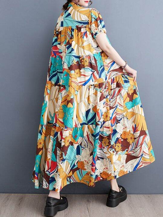 xitao-print-dress-loose-folds-summer-casual-fashion-dress