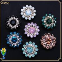 ZHIMUA 10PCS 14mm ตัดเย็บเสื้อผ้า เครื่องประดับหมวก รูปดอกไม้ ตกแต่งเสื้อผ้า หินแก้วคริสตัล พลอยเทียม ปุ่ม