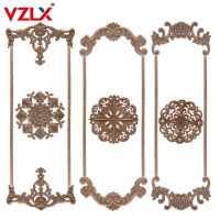 VZLX Floral Wood Carved Corner Applique Vintage Wooden Carving Decal Furniture Cabinet Door Home Decor Decoration Accessories