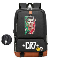 อันดับ7 Cristianos Ronaldos Al Nassrs FCS กระเป๋าสะพายหลังกีฬานักเรียนสำหรับผู้ชายผู้หญิงใหม่พิมพ์ลายดาวฟุตบอลกระเป๋านักเรียนนักเรียนเยาวชนชายและหญิง0000กระเป๋าเป้สะพายหลังแบบสบายๆ