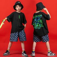 [COD] Childrens street dance bboy boys loose summer handsome childrens girls foreign style short-sleeved hiphop costumes