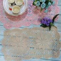 【CW】 Pastoral Cotton Rectangular Placemat Table Cup Doily Crochet Wine Drink Coaster Set