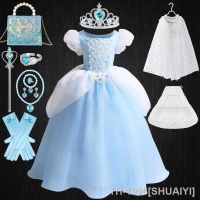 SHUAIYI Concurso de Natal Menina Laço Flor คอสเพลย์ Cinderela Vestido Princesa Halloween Elegante พัฟมังงะ Elsa Festa Traje das Crianças