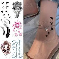 Feet Fly Bird Temporary Tattoo Sketchbook Stickers Waterproof Intimate Tattoos for Boy Body Art Women Men Black Waist Flowers