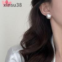 ของขวัญ XINSU38เครื่องประดับหูทองต่างหูห่วงทรงกลมตัวล็อกตุ้มหูเรขาคณิตตุ้มหูเกาหลีแบบเรียบง่ายสวยงาม