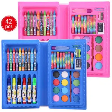 42 Pcs Coloring Kit Set With Crayons, Watercolors and Sketch Pens For Kids  - Assorted Color