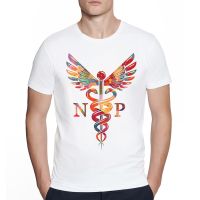 Summer Fashion Np Nurse Practitioner Caduceus Watercolor Print Print O-Neck White Casual Tee Men T Shirt Comfortable Tops