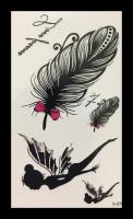 Small Tattoo Sticker สติ๊กเกอร์แทททู รอยสักชั่วคราว ขนาดเล็กมินิ 6x10 ซม.ลายขนนก X-076