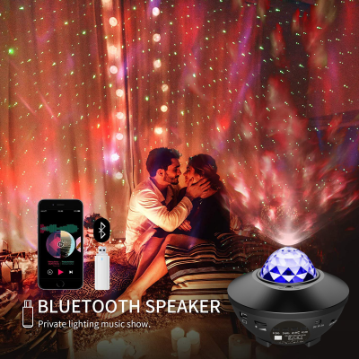Projector Starry Sky LED Night Lights Galaxy Star with Ocean Wave Music Speaker Nebula Ceiling Lamp Led lights for Room Gift