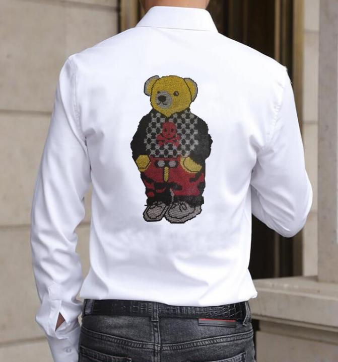 เสื้อแขนยางลายหมีสว่านร้อนอะนิเมะ2023ลายหมีการ์ตูนขนาด-m-4xl-เสื้อเชิ้ตผู้ชายออกแบบได้ตามต้องการสำหรับฤดูร้อน