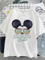 Disney Mickey เมาส์แว่นตากันแดดผู้หญิง T Shirt ใหม่ Cool พิมพ์อินเทรนด์เสื้อยืดความคิดสร้างสรรค์การ์ตูนฤดูร้อนแขนสั้น S-5XL