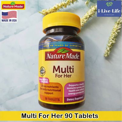 วิตามินรวม 23 ชนิด สำหรับผู้หญิง Multi For Her 90 Tablets - Nature Made  #Including Iron &amp; Calcium