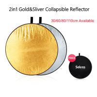 Selens 60/80/110ซม.Handhold ดิสก์แบบพกพาแผ่นสะท้อนแสงสำหรับการถ่ายภาพ2in1 Gold และ Silver