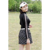 กระโปรงกอล์ฟผู้หญิง กระโปรงสีดำมีกระเป๋าข้างลายสุดเก๋ Womens Golf Cool Skirt (Pre-Order) - Love Green