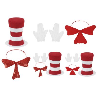 [Cos imitation] เด็กเด็ก Dr Cat In The Hat ชุดคอสเพลย์เครื่องแต่งกายฮาโลวีน Carnival Christmas Party หมวกสั้นถุงมือ Sequins Bowknot Suit