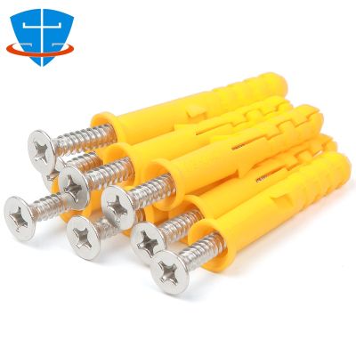 6mm 8mm 10mm Premium Plastic Expansion Tube Pipe Wall Anchors Plug Expansion With Nails Flat Countersunk Head Phillips Screw
