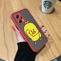 GGK เคสโทรศัพท์ Xiaomi Redmi Note 12 5G Xiaomi Poco X5 5G ลายการ์ตูนน้อยน่ารักไก่สีเหลืองมีน้ำค้างแข็งโปร่งใสแข็งกันกระแทกฝาครอบหลังเต็มรูปแบบเคสป้องกันกล้อง