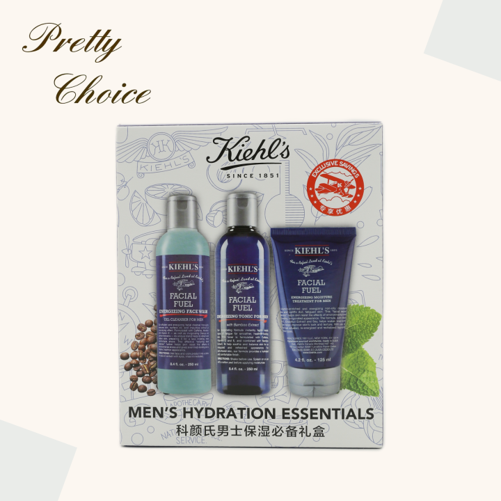 KIEHL'S Men's Hydration Essentials Set (Face Wash 250ml Tonic 250ml