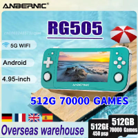 ANBERNIC RG505เกมคอนโซลมือถือเกม Android 12ระบบ4.95นิ้ว OLED Touch Screen สำหรับ Unisoc Tiger T618 เกม Psp.