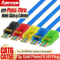 AMPCOM ปลั๊ก Cat6ผ่านตัวเชื่อมต่อ EZ To Crimp Modular ตัวเชื่อมต่อเครือข่ายสำหรับฮาร์ดแวร์คอมพิวเตอร์ Stranded UTP Cable