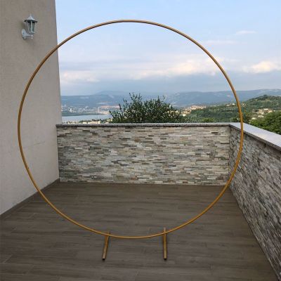 Wedding Props Birthday Party Decor Wrought Iron Circle Arch Artificial Flower Frame Wall Shelf Baby Shower Round Backdrop Stand