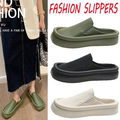 Thick-soled fashion Korean niche slippers women wear 2022 all-match sandals thick-soled feces-feeling Baotou beach slippers