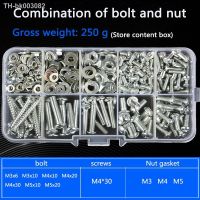 ┅☄ 250gCross Round Head Screw Set M3 M4 M5 Nut Washer Stainless Steel Phillips Recessed Pan Head Machine Screw to store content box