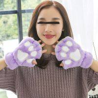 New Ms.Winter Warm Fingerless Gloves Fluffy Plush Cat Paw Lovely Ms. Half Finger Mitten Soft Cotton Outdoor Accessories Gift