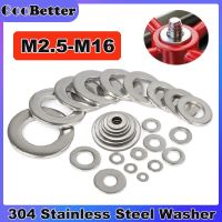 304 Stainless Steel Washer M2.5 M3 M3.5 M4 M5 M6 M8 M10 M12 M14 M16 Solid Flat Washers Seal Ring Gasket For Nut And Bolt Screw