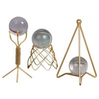 Geometric Crystal Ball European Light Luxury Crystal Ball with Stylish Golden Iron Stand Modern Minimalist Metal Art Crafts Ornament for Porch Bedroom Tv Cabinet best service