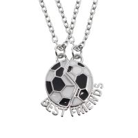 2Pcs Trendy BEST FRIENDS Necklace Football Friendship Pendant Two Parts Splicing Enamel Soccer Necklaces Women Men Gift