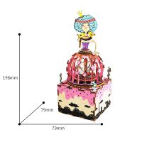 Robotime Rolife Rotatable DIY 3D Wooden Puzzle Game Colorful Assembly Music Box Toy Gift for Children Kids Adult AM