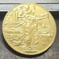 1911อิตาลี50 Lire-Vittorio Emanuele Iii-Kingdom Anniversary Gold Copy