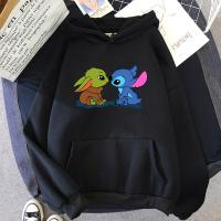 Yoda Stitch Funny Anime Sweatshirts Hip Hop Fashion Men Hoodies Autumn 2021 Fleece Warm Streetwear Disney Cartoon Male Hooded Size Xxs-4Xl