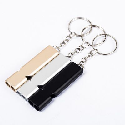 ；。‘【； Dual-Tube Survival Whistle 120 Decibels Portable Stainless Steel  Whistle Outdoor Hiking Camping Fishing Safe Survival Whistle